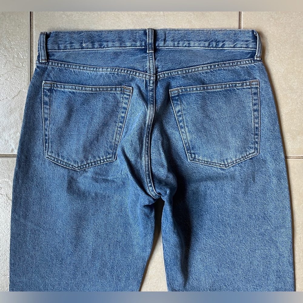 MNG Mango Jeans Womens Size 8 Mid Wash Distressed Straight Button Fly Denim - Picture 10 of 12